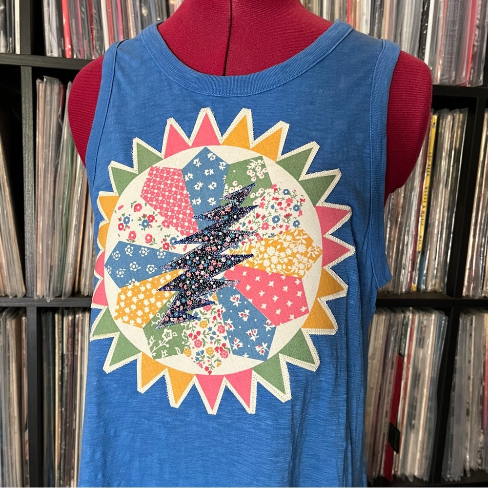 Grateful quilt block cotton tank tshirt dress dead company sphere festival 🩷⚡️🩵 - Picture 4 of 11